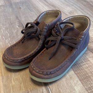 FOOTMATES Wally Lace-Up Wallabee Leather Moccasin Chukka Kids Hiking Boots